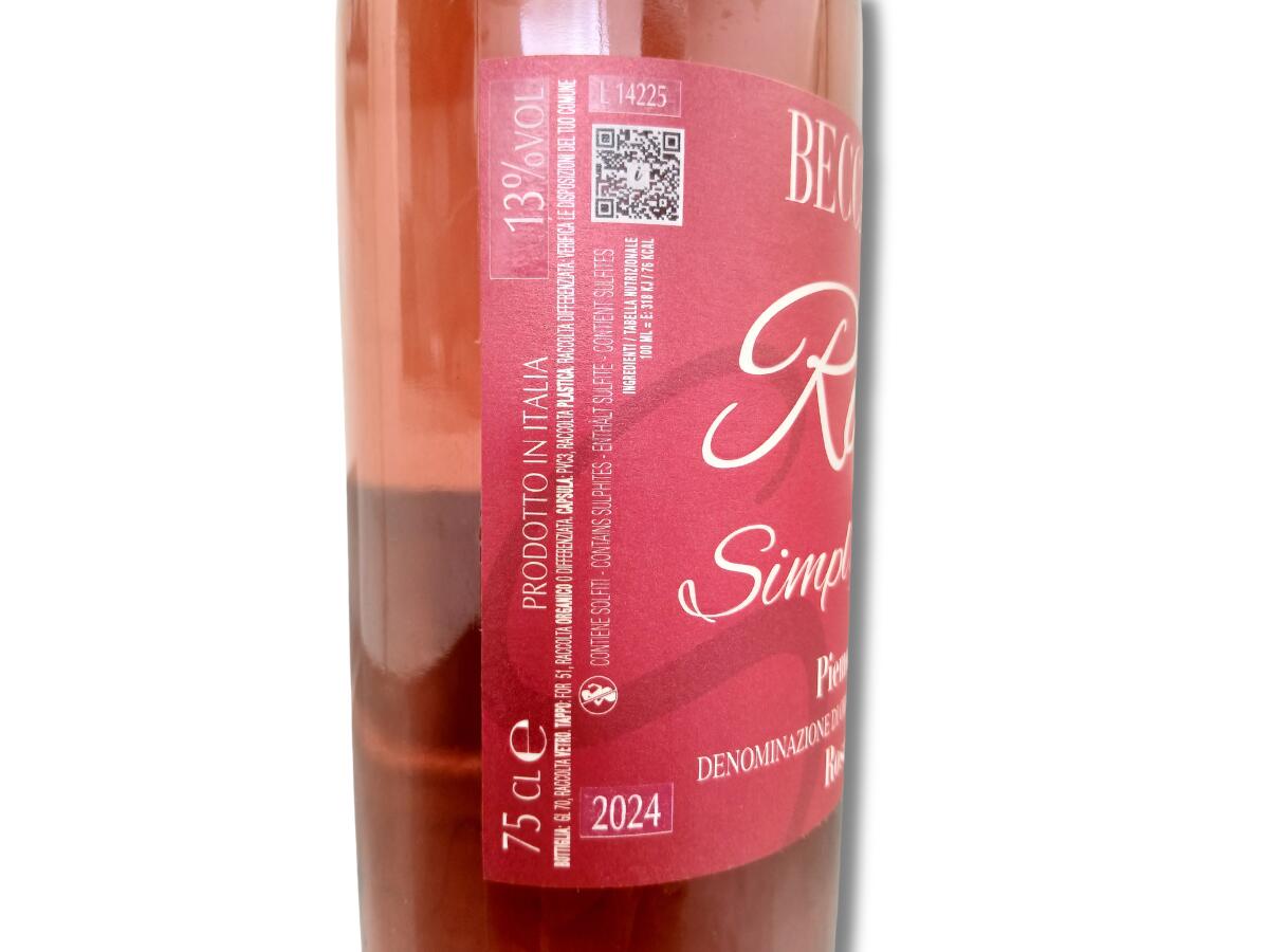 etichetta 1 SIMPLY ROSE PIEMONTE ROSATO DOC 0,75 LT